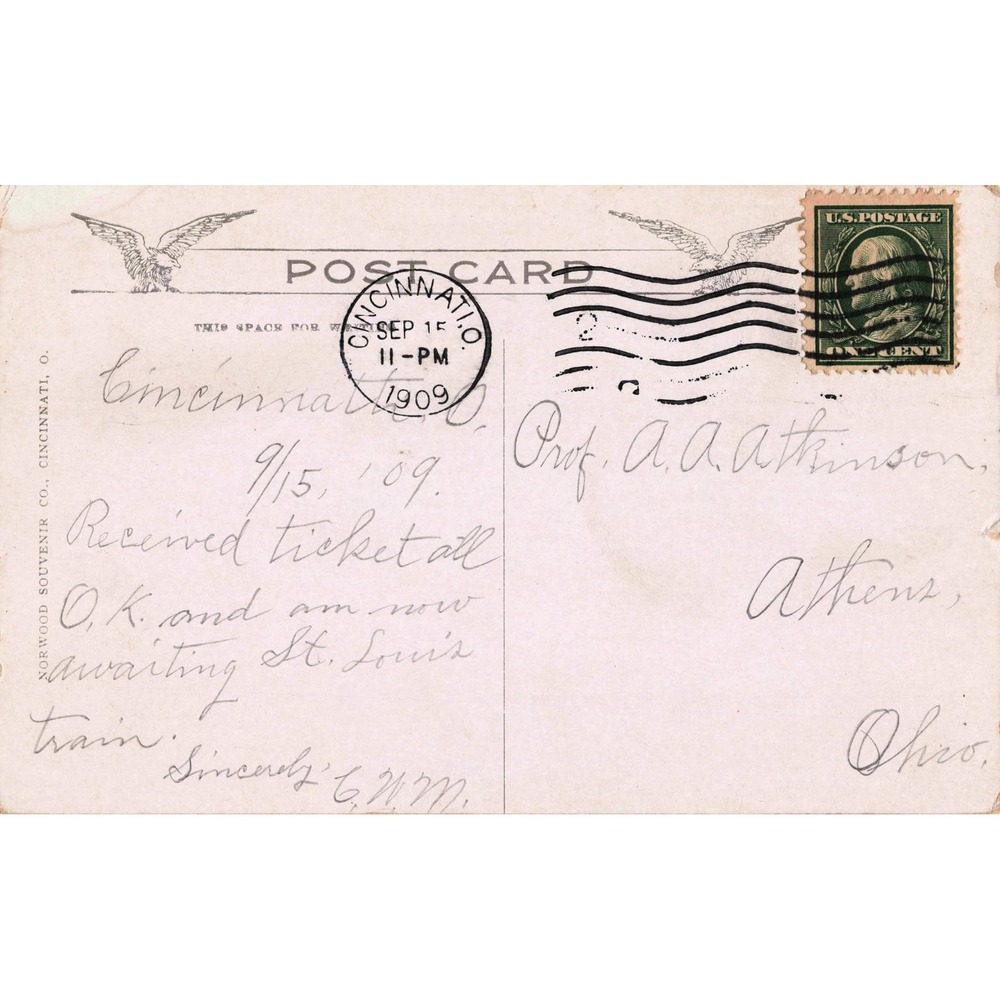 Cincinnati Ohio OH Lake at Burnet Woods Park Rowboats 1909 Divided Back Postcard - Picture 2 of 2